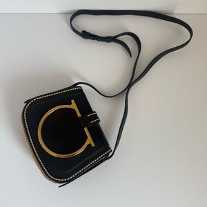 Salvatore Ferragamo Sabine Black and Gold Crossbody Bag